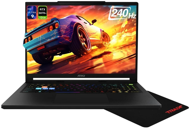 Main image of MSI Raider 16HX Gaming Laptop, Intel Ultra 9-275HX, 32 GB DDR5 RAM, 2 TB PCIe SSD, 16" QHD+ (2560x1600) 240Hz, Nvidia GeForce RTX 5070Ti, 24-Zone RGB Backlit, W11 Pro, Core Black + Traix MousePad