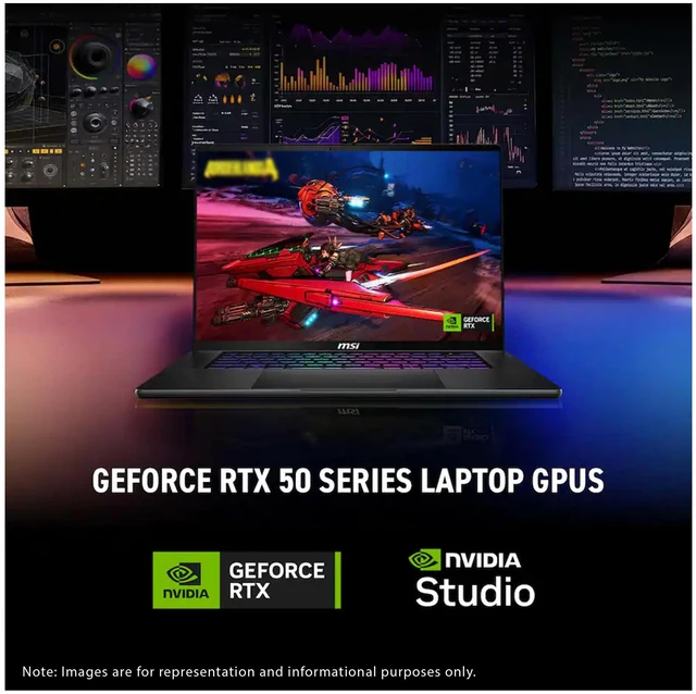 Alt view image 3 of 7 - MSI Stealth 16 AI+ Gaming Laptop, Intel Ultra 9-386H, 96 GB DDR5 RAM, 4 TB PCIe SSD, 16" 2.5K (2560x1600) 240Hz, Nvidia GeForce RTX 5060, 4-Zone RGB Backlit, W11 Home, Core Black + Traix MousePad