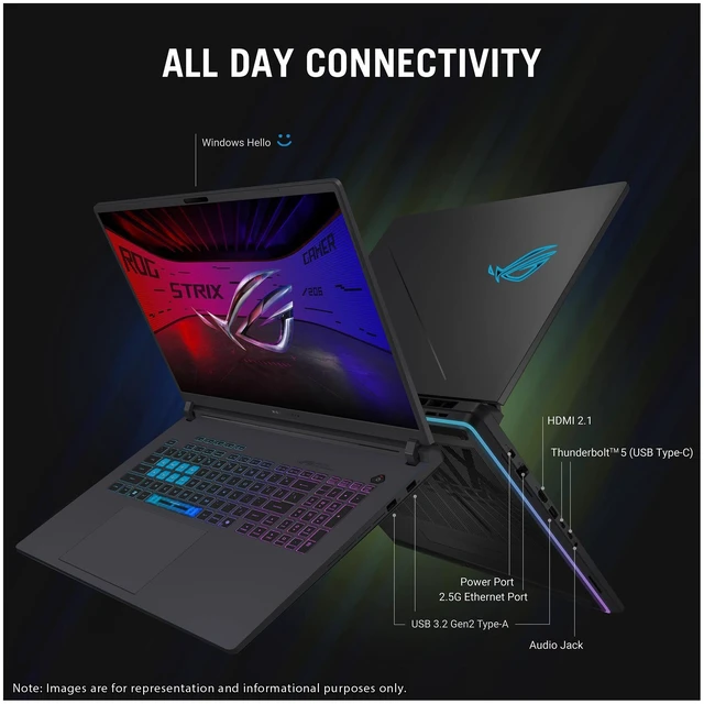 Alt view image 4 of 7 - Asus ROG Strix G18 Gaming Laptop, Intel i9-14900HX, 96 GB DDR5 RAM, 2 TB PCIe SSD, 18 FHD+ (2560x1600), Nvidia GeForce RTX 5070, 4-Zone RGB Backlit, W11 Pro, Eclipse Gray + Traix MousePad