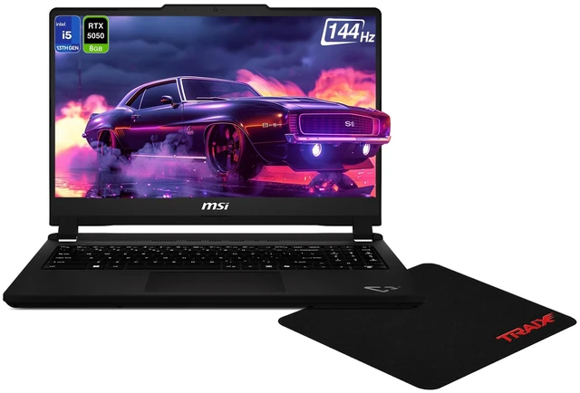 Main image of MSI Cyborg Gaming Laptop, Intel i5-13420H, 16 GB DDR5 RAM, 512 GB PCIe SSD, 15.6" FHD (1920x1080) 144Hz, NVIDIA GeForce RTX 5050, Backlit Keyboard, W11 Home, Gray+Traix MousePad