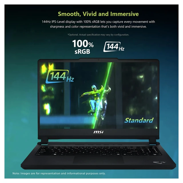 Alt view image 4 of 7 - MSI Cyborg Gaming Laptop, Intel i5-13420H, 16 GB DDR5 RAM, 512 GB PCIe SSD, 15.6" FHD (1920x1080) 144Hz, NVIDIA GeForce RTX 5050, Backlit Keyboard, W11 Home, Gray+Traix MousePad