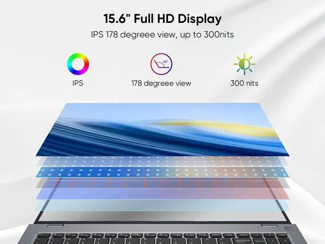 Alt view image 3 of 7 - BiTECOOL 15.6" FHD IPS Laptop - Intel Core i5-1240P, 16GB DDR4 RAM, 512GB PCIe SSD, Windows 11, Wi-Fi 6, BT 5.2, 2MP Webcam, Fingerprint Unlock, Backlit Keyboard, Gray (Telework & Office Ready)