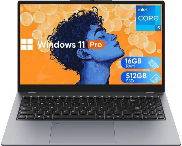 Main image of BiTECOOL 15.6" FHD IPS Laptop - Intel Core i5-1240P, 16GB DDR4 RAM, 512GB PCIe SSD, Windows 11, Wi-Fi 6, BT 5.2, 2MP Webcam, Fingerprint Unlock, Backlit Keyboard, Gray (Telework & Office Ready)