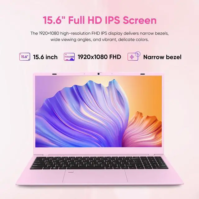 Alt view image 5 of 7 - BiTECOOL 15.6-inch Windows 11 Laptop, 16GB RAM, 512GB SSD, FHD IPS Display Laptop Computer, Intel N5095 Quad Core, 2.4/5G WiFi, BT4.2 Backlit and Fingerprint, Lightweight and Portable, Pink