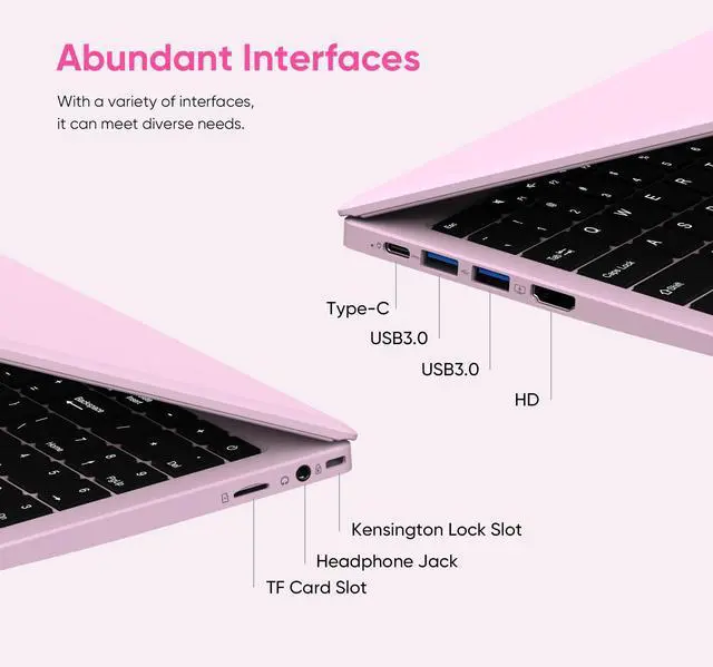 Alt view image 6 of 7 - BiTECOOL 15.6-inch Windows 11 Laptop, 16GB RAM, 512GB SSD, FHD IPS Display Laptop Computer, Intel N5095 Quad Core, 2.4/5G WiFi, BT4.2 Backlit and Fingerprint, Lightweight and Portable, Pink