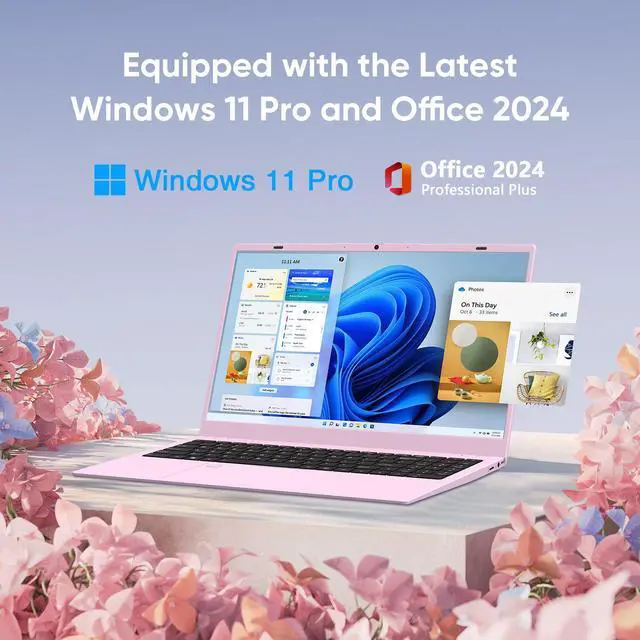Alt view image 2 of 7 - BiTECOOL 15.6-inch Windows 11 Laptop, 16GB RAM, 512GB SSD, FHD IPS Display Laptop Computer, Intel N5095 Quad Core, 2.4/5G WiFi, BT4.2 Backlit and Fingerprint, Lightweight and Portable, Pink