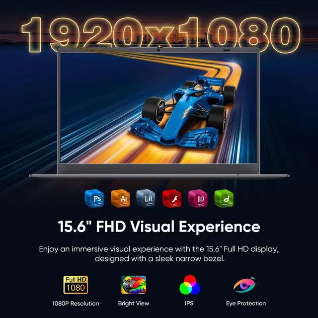 Alt view image 3 of 7 - BiTECOOL Laptop Computer 15.6 inch, Intel Quad Core N95, 12GB LPDDR5 RAM 512GB NVMe SSD Laptop with FHD IPS Display, WiFi 5, BT5.0, USB Type C and Fingerprint, 2 Years Warranty, Windows 11 Pro