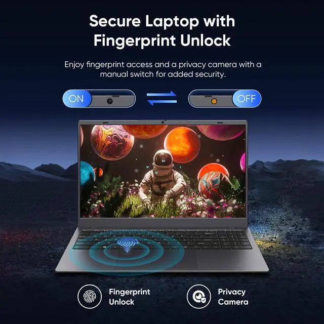 Alt view image 6 of 7 - BiTECOOL Laptop Computer 15.6 inch, Intel Quad Core N95, 12GB LPDDR5 RAM 512GB NVMe SSD Laptop with FHD IPS Display, WiFi 5, BT5.0, USB Type C and Fingerprint, 2 Years Warranty, Windows 11 Pro