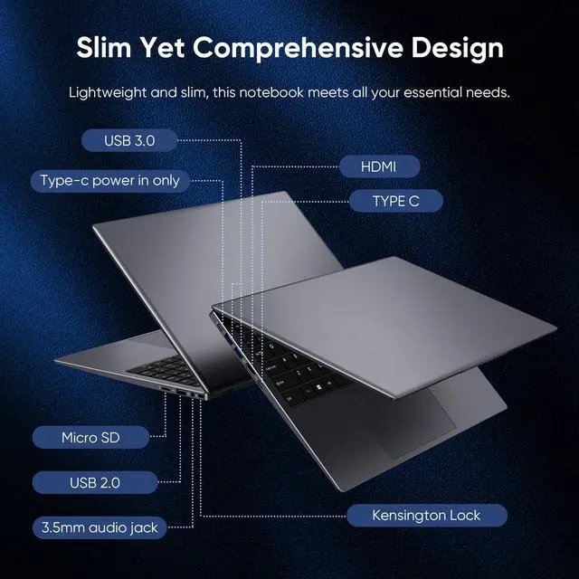 Alt view image 7 of 7 - BiTECOOL Laptop Computer 15.6 inch, Intel Quad Core N95, 12GB LPDDR5 RAM 512GB NVMe SSD Laptop with FHD IPS Display, WiFi 5, BT5.0, USB Type C and Fingerprint, 2 Years Warranty, Windows 11 Pro