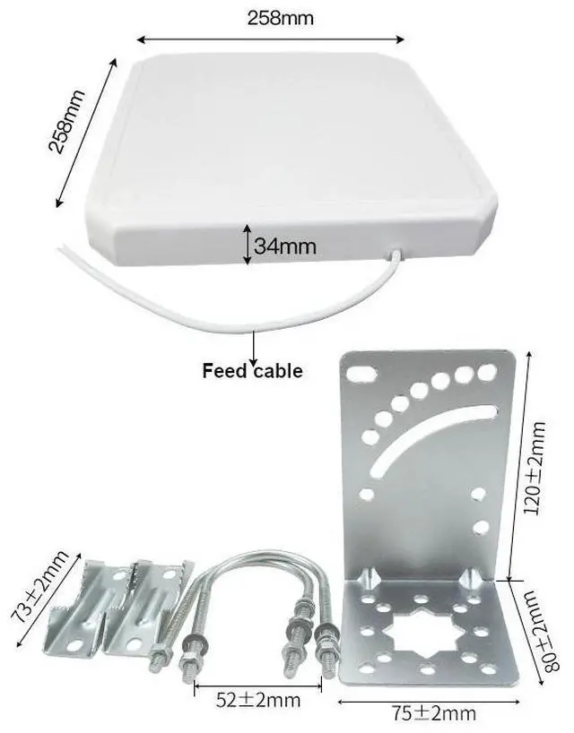 Alt view image 7 of 7 - H-2 Technik High-Gain 12dBi Directional Panel Antenna with N-Type Connector - 850-960MHz, 50, 0.4m Feed Cable e.g. UHF RFID/LoRa Network