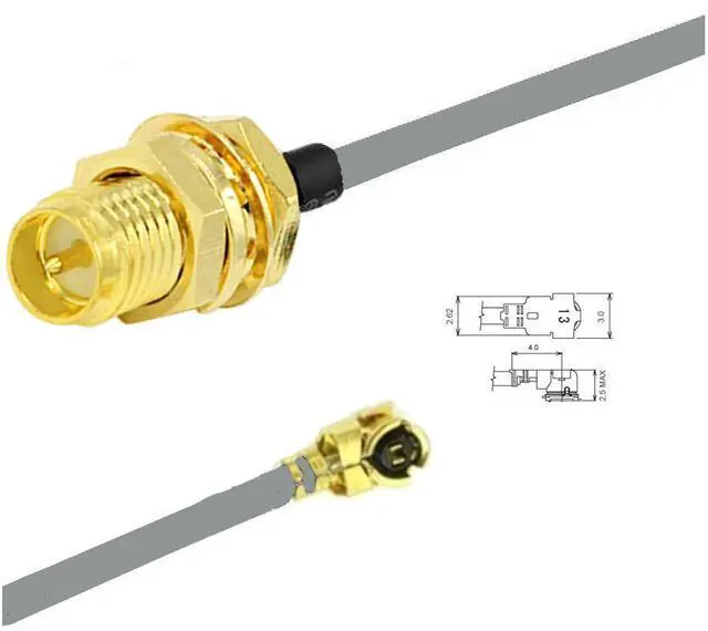 Alt view image 2 of 5 - H-2 Technik  10pcs 20cm RF Coaxial Cable Assembly RP-SMA to U.FL 50Ohm max. 6.0GHz application e.g. Wireless card/module