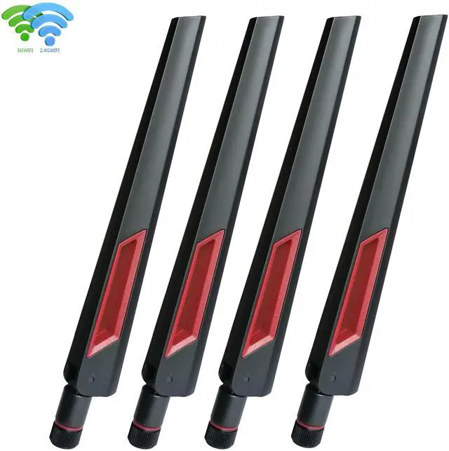 Main image of High-Gain Dual-Band WiFi Antenna (2.4GHz & 5.8GHz) RP-SMA(Female) interface 50Ohm 90° foldable e.g. ASUS Wi-Fi Router