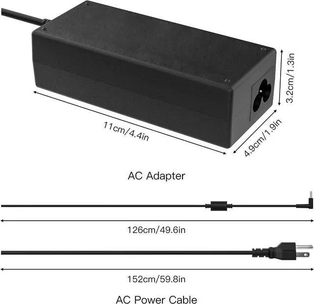 Alt view image 13 of 14 - 65W Laptop Charger for HP Envy 13 15 17 15-1039wm,Pavilion x360 11 13 15,EliteBook 820 830 840 850 G6 G3 G4 G5 G7-45W AC Power Supply Cord