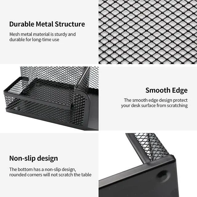 Alt view image 6 of 7 - Desk Organizer for Office, 6 Pieces Mesh Desk Multi-functional Storage Set Office Supplies Accessories (Rose Gold)