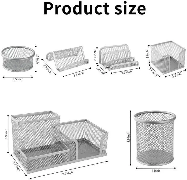 Alt view image 5 of 6 - Desk Organizer for Office, 6 Pieces Mesh Desk Multi-functional Storage Set Office Supplies Accessories (Black)