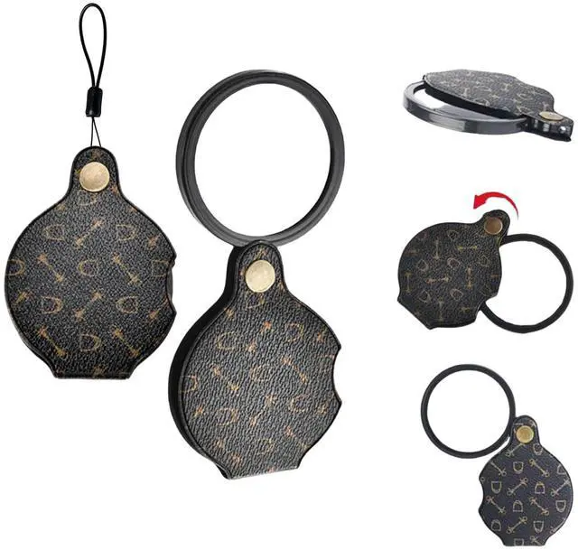 Alt view image 3 of 7 - 2PCS 15X Magnifying Glass Loupe Small Pocket Magnifying Lenses Glass Protective Holster Leather Lanyard for Seniors Reading Inspection Coin Hobby Jewelry or Exploring (Black + Beige Print)