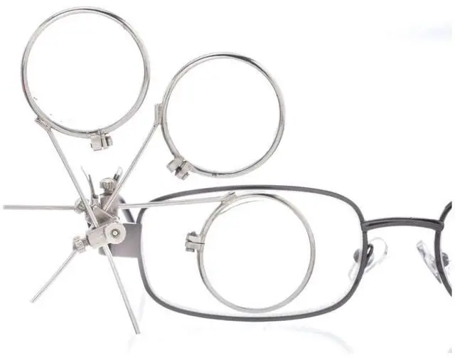 Alt view image 4 of 7 - Jeweller's Eye Loupe 3.3X, 6.6X, 9.9X Triple Ocular Clip on Glasses Magnifier