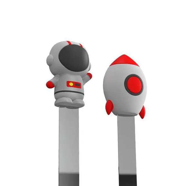 Alt view image 3 of 7 - 2PCS 3D Cartoon Astronaut Rocket Bookmarks Stainless Steel Page Markers Set Gift