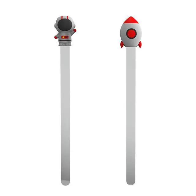 Alt view image 4 of 7 - 2PCS 3D Cartoon Astronaut Rocket Bookmarks Stainless Steel Page Markers Set Gift