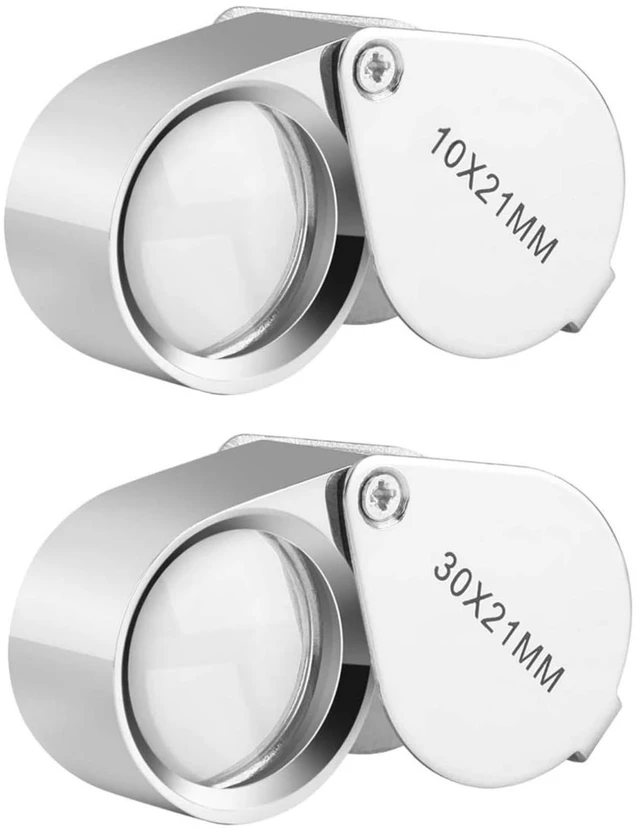 Main image of Set of 2 Jewelers Loop Magnifier - 10X and 30X Pocket Magnifying Glass Eye Loop