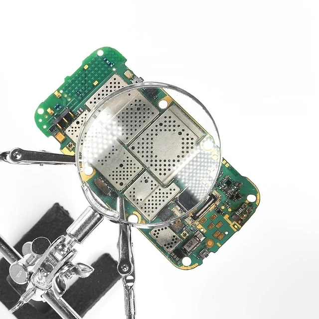 Alt view image 6 of 6 - Helping Hands Magnifier Glass Stand with Alligator Clips - 5X Magnifying Lens, Perfect for Circuit Board Repair, Electronics Soldering, Hobby Crafts