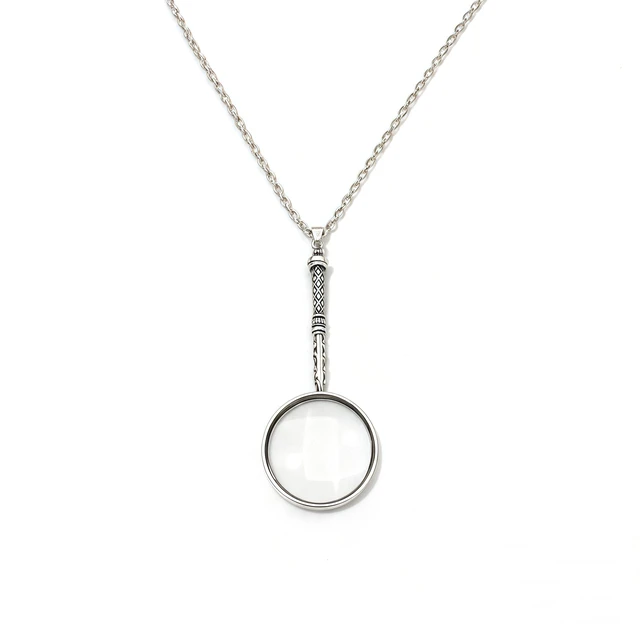 Main image of Vintage 925 Sterling Silver Magnifying Glass Necklace - 10X Loupe Monocle Necklace Pendant Reading Magnifier Lens