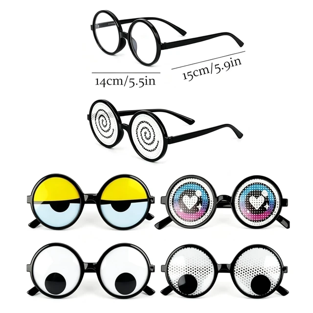Alt view image 2 of 7 - 6 Pack Funny Googly Eyes Glasses - Novelty Round Costume Glasses for Photo Booth Props Cosplay Party Gag Gift
