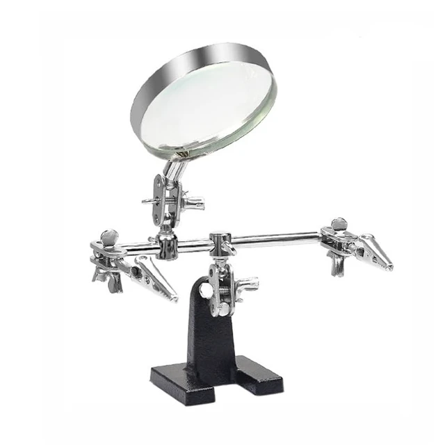 Alt view image 2 of 6 - Helping Hands Magnifier Glass Stand with Alligator Clips - 5X Magnifying Lens, Perfect for Circuit Board Repair, Electronics Soldering, Hobby Crafts