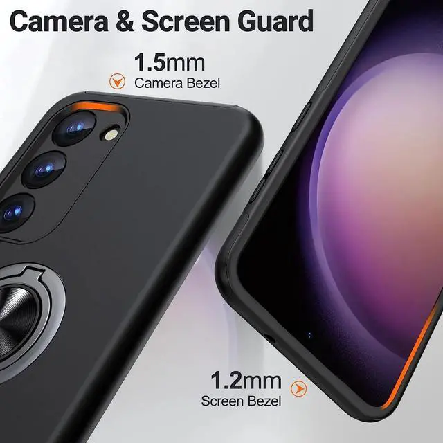 Alt view image 7 of 7 - Entronix Case Designed for Galaxy A24 Heavy Duty with Built-in Kickstand, Dual Layer Protection Rotating Holder Ring, Sturdy Case