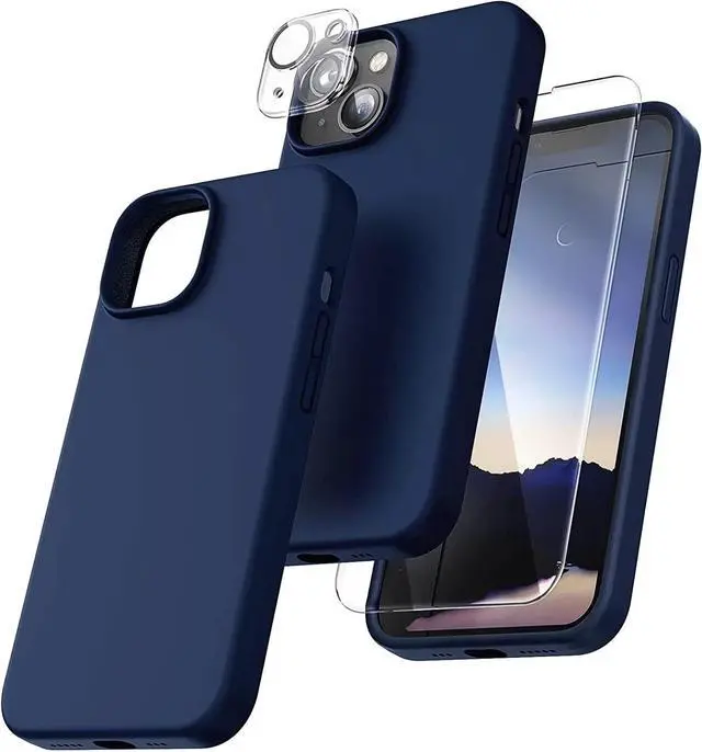 Alt view image 3 of 7 - Entronix Bundle Compatible with iPhone 14 - Liquid Silicone Case, 1 Clear Screen Protector & 1 Camera Lens Protector