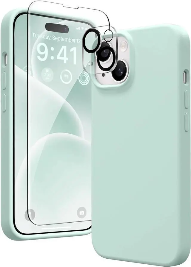 Alt view image 6 of 7 - Entronix Bundle Compatible with iPhone 14 - Liquid Silicone Case, 1 Clear Screen Protector & 1 Camera Lens Protector