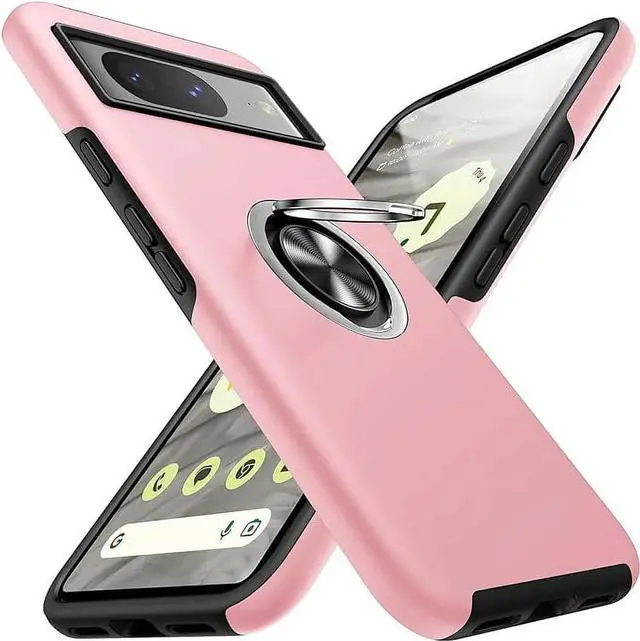 Alt view image 4 of 7 - Entronix Case Designed for Pixel 7 Heavy Duty with Built-in Kickstand, Dual Layer Protection Rotating Holder Ring, Sturdy Case