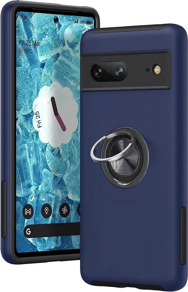 Alt view image 3 of 7 - Entronix Case Designed for Pixel 7 Heavy Duty with Built-in Kickstand, Dual Layer Protection Rotating Holder Ring, Sturdy Case