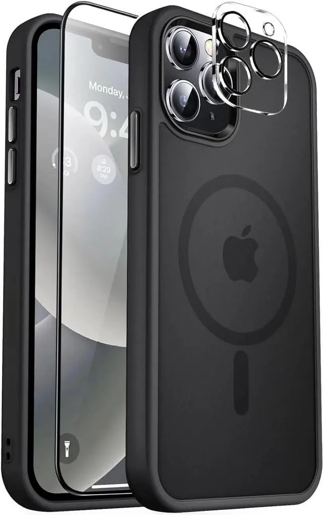 Alt view image 2 of 7 - Entronix iPhone 13 Pro 3-in-1 Bundle - [Magnetic] Translucent Matte Case, 1 Clear Screen Protector & 1 Camera Lens Protector,