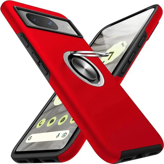 Main image of Entronix Case Designed for Pixel 7 Heavy Duty with Built-in Kickstand, Dual Layer Protection Rotating Holder Ring, Sturdy Case