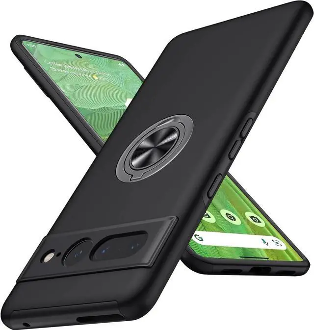 Alt view image 2 of 7 - Entronix Case Designed for Pixel 7 Pro Heavy Duty with Built-in Kickstand, Dual Layer Protection Rotating Holder Ring, Sturdy Case