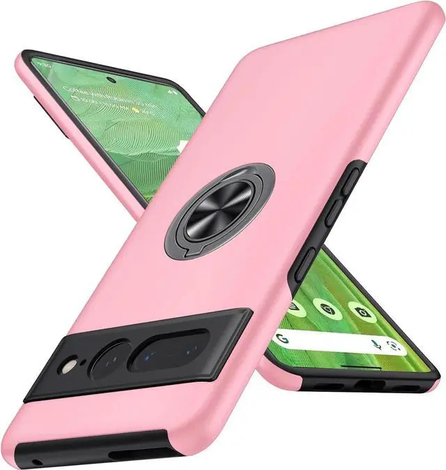 Alt view image 3 of 7 - Entronix Case Designed for Pixel 7 Pro Heavy Duty with Built-in Kickstand, Dual Layer Protection Rotating Holder Ring, Sturdy Case