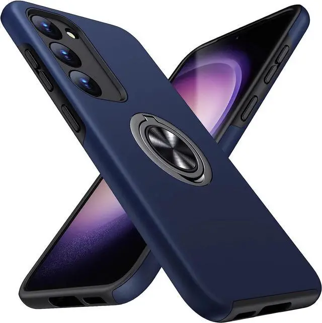 Alt view image 3 of 7 - Entronix Case Designed for Galaxy A24 Heavy Duty with Built-in Kickstand, Dual Layer Protection Rotating Holder Ring, Sturdy Case