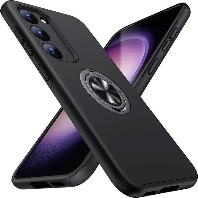 Alt view image 2 of 7 - Entronix Case Designed for Galaxy A24 Heavy Duty with Built-in Kickstand, Dual Layer Protection Rotating Holder Ring, Sturdy Case