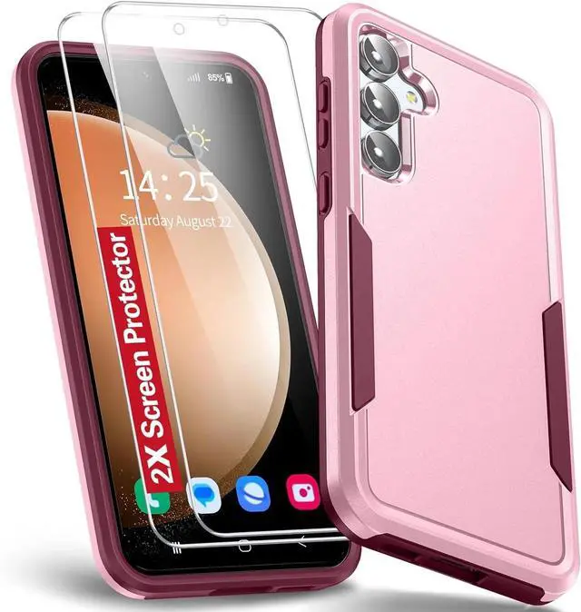 Alt view image 3 of 7 - Entronix Bundle Compatible with Galaxy S23 Plus - Soft-Touch Dual-Layer Case & 2 Clear Screen Protectors