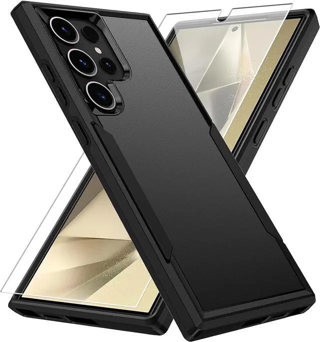 Alt view image 2 of 7 - Entronix Bundle Compatible with Galaxy S24 Ultra - Soft-Touch Dual-Layer Case & 1 Clear Screen Protector