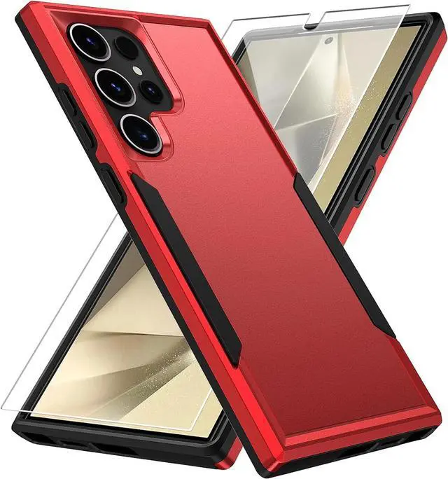 Alt view image 5 of 7 - Entronix Bundle Compatible with Galaxy S24 Ultra - Soft-Touch Dual-Layer Case & 1 Clear Screen Protector