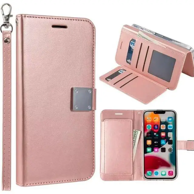Alt view image 3 of 7 - Entronix Case Compatible with iPhone 16E - Foldable Leather Wallet, Card Holder & Lanyard