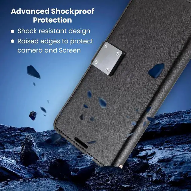 Alt view image 6 of 7 - Entronix Case Compatible with iPhone 16E - Foldable Leather Wallet, Card Holder & Lanyard