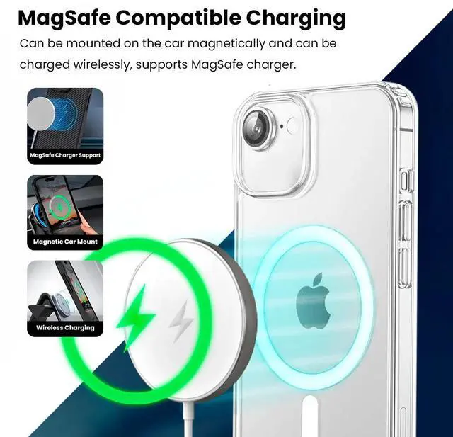 Alt view image 6 of 6 - Entronix [Magnetic] Case Compatible with iPhone 16E - [Hard Back] Glitter Clear
