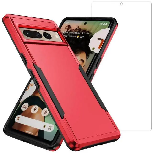 Alt view image 3 of 7 - Entronix Bundle Compatible with Pixel 7 Pro - Soft-Touch Dual-Layer Case & 1 Clear Screen Protector