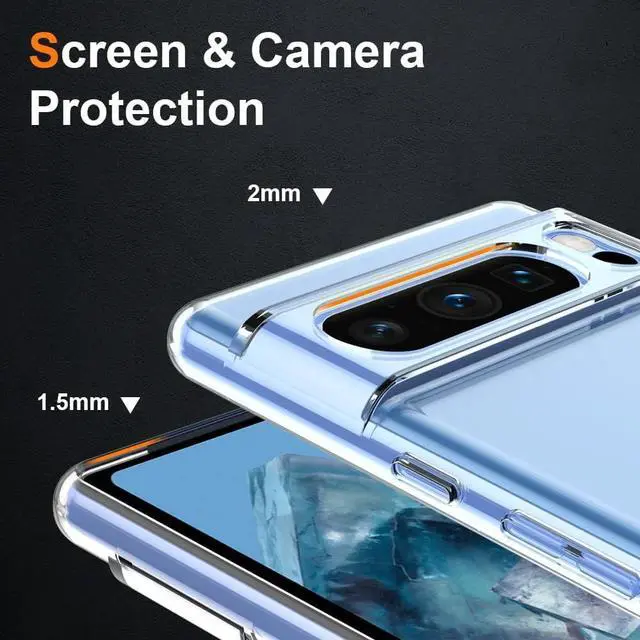 Alt view image 5 of 5 - Entronix Bundle Compatible with Pixel 7 Pro - Clear Case & 2 Clear Screen Protectors