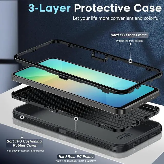 Alt view image 7 of 7 - Entronix Bundle Compatible with Galaxy A06 - Heavy Duty Case & 1 Clear Screen Protector