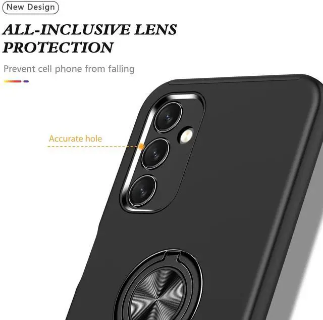 Alt view image 7 of 7 - Entronix Bundle Compatible with Galaxy A16 - 360º Circular Ring Gripstand Case & 2 Clear Screen Protectors