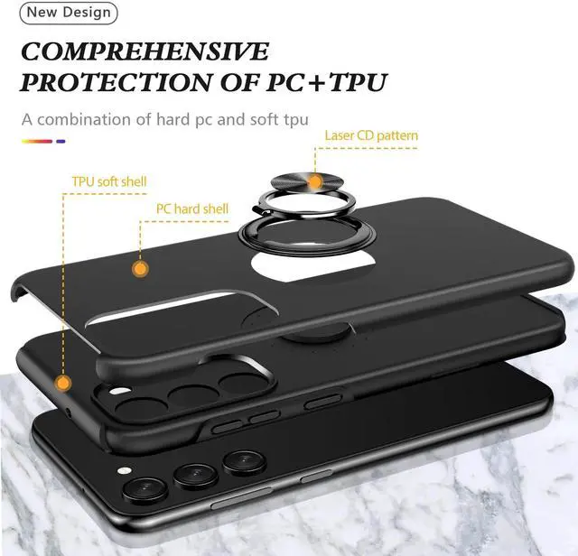 Alt view image 6 of 7 - Entronix Bundle Compatible with Galaxy A16 - 360º Circular Ring Gripstand Case & 2 Clear Screen Protectors